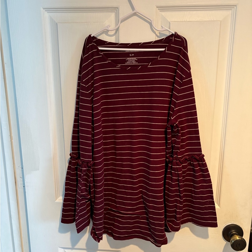 Van Heusen Burgundy Striped Long Sleeve Top